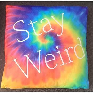 Decorative Tie Dye Pillow "Stay Weird" Perfect Gif